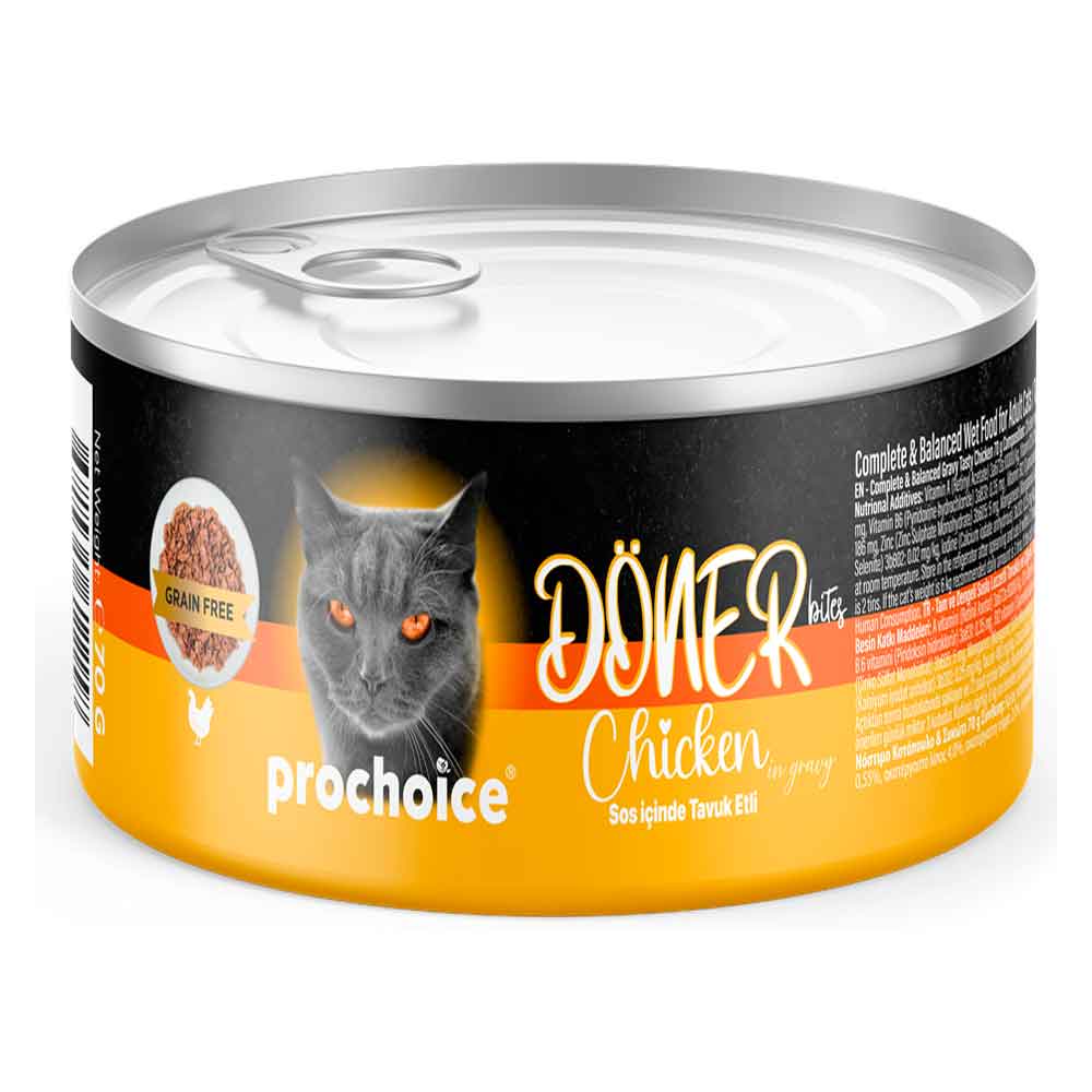 ProChoice Kedi Konservesi Döner Bites Sos İçinde Tavuk Etli 70 Gr